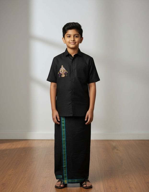 Boys Black Ayyappa Printed Shirt